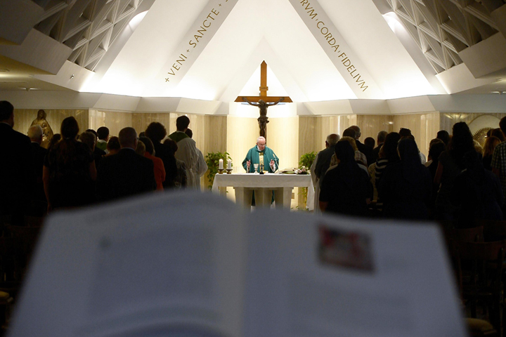 Pope Francis celebrates Mass at his residence, the Domus Sanctae Marthae, at the Vatican Sept. 1. (CNS/ L'Osservatore Romano via EPA)