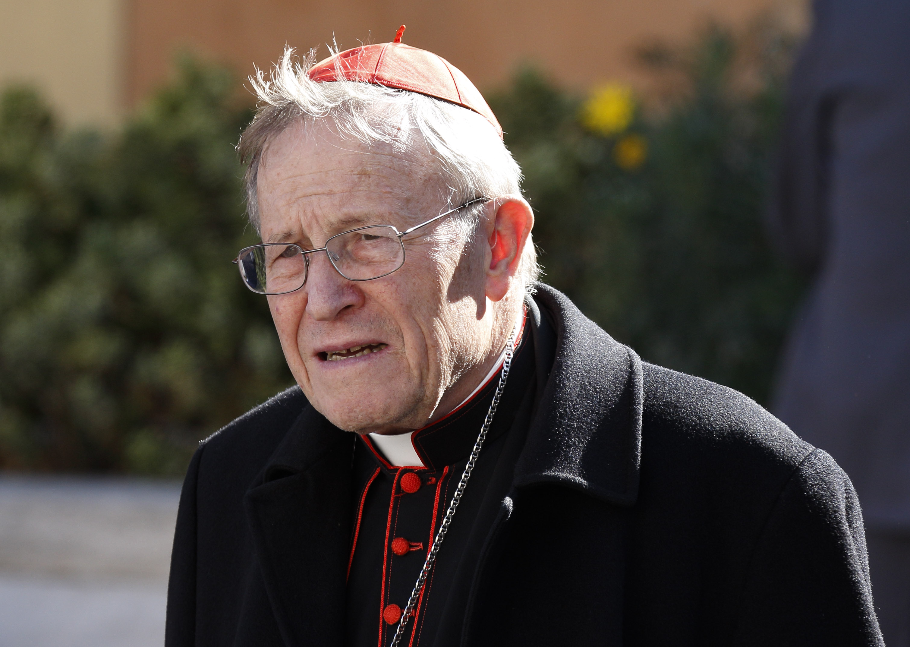 German Cardinal Walter Kasper leaves the morning session of the Synod of Bishops on the family at the Vatican Oct. 24. (CNS/Paul Haring)