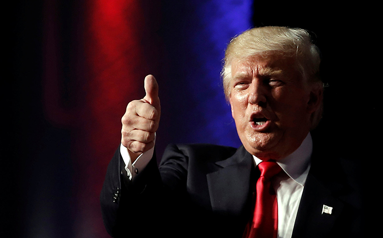 U.S. Republican presidential nominee Donald Trump is seen Sept. 6 at a campaign rally in Greenville, N.C. (CNS/Mike Segar, Reuters)