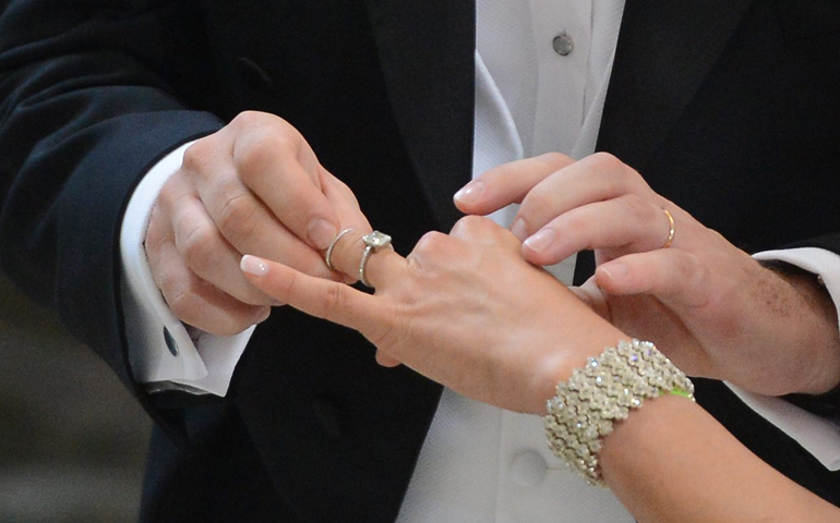 A couple gets married in Stockholm, Sweden, in this 2013 file photo. (CNS/Fredrik Sandberg via EPA)