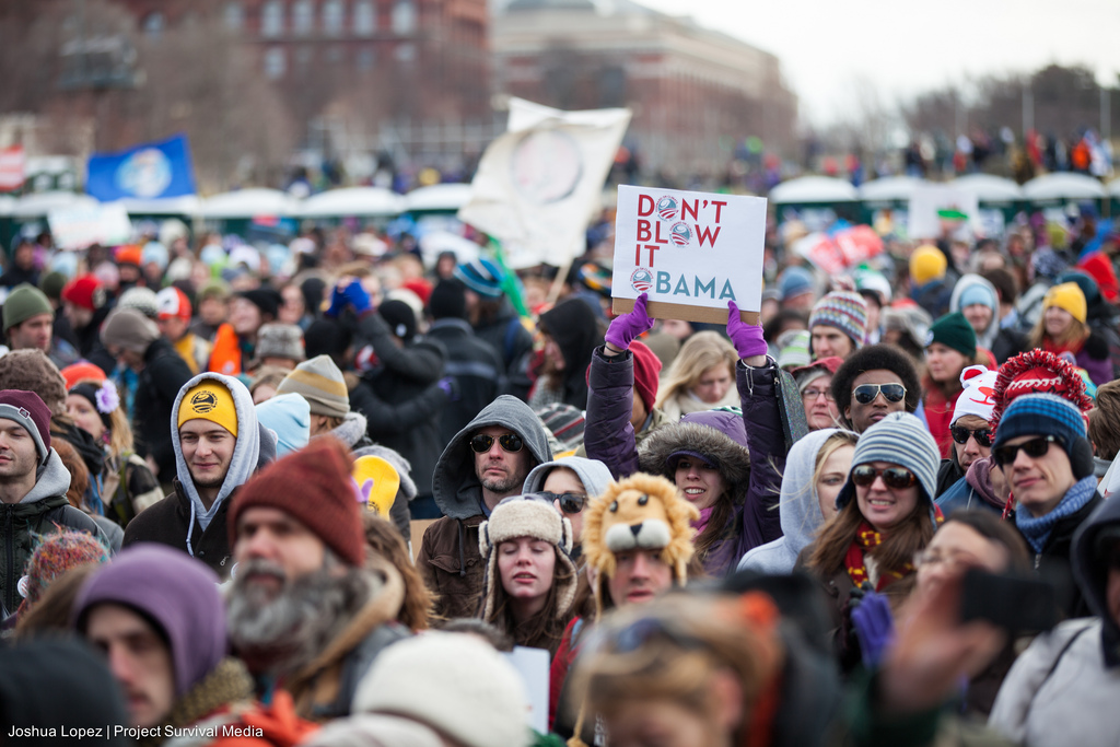 Participants in the "Forward on Climate" rally in Washington D.C. Feb. 17, streets to show President Barack Obama public support for climate solutions, while also challenging him to keep his commitment of making climate action a top priority during his second term. (Photo: Josh Lopez/350.org)