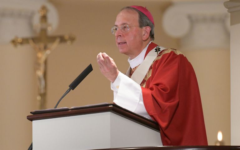 Baltimore Archbishop William E. Lori delivers the homily during the opening Mass of the Fortnight for Freedom June 21 at the Basilica of the National Shrine of the Assumption of the Blessed Virgin Mary in Baltimore. Archbishop Lori is chairman of the bishops' religious liberty committee. (CNS photo/Kevin J. Parks, Catholic Review)