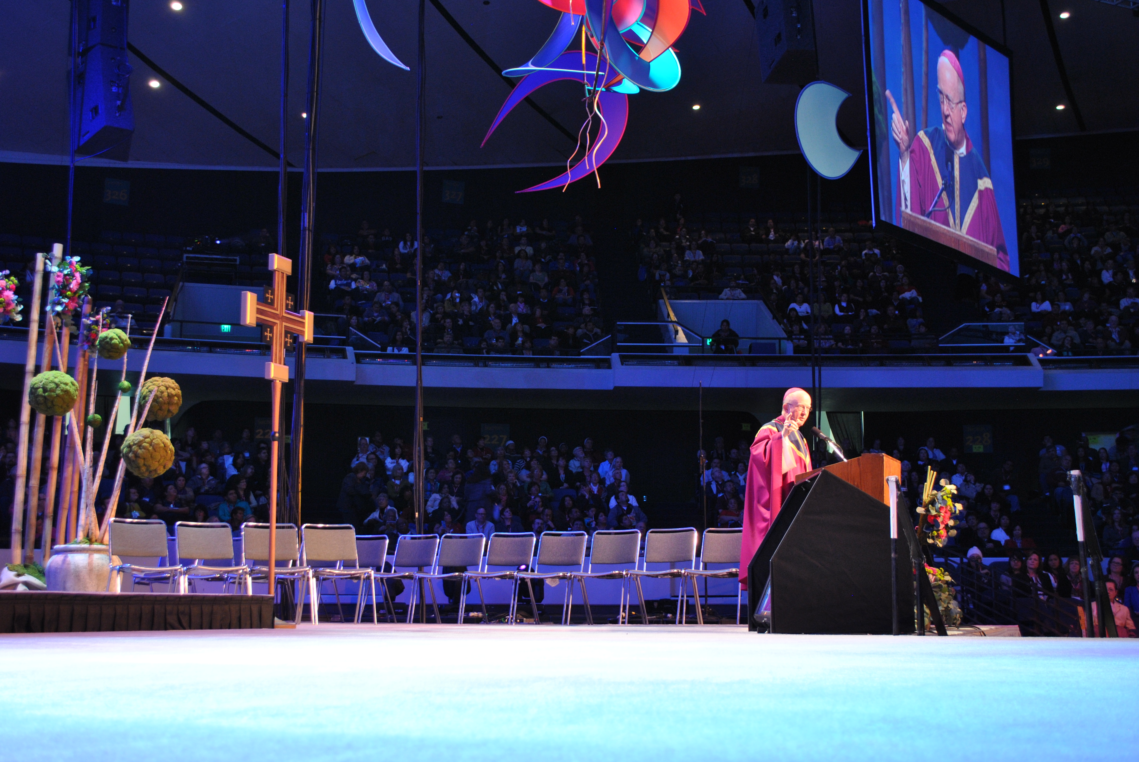 Bishop Kevin Vann of Orange, Calif. says his homily at the Sunday morning liturgy