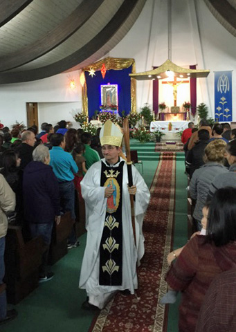 Bishop Joseph Tyson after Mass on Thursday at Our Lady of Guadalupe Parish in Granger, Wash. (Courtesy of the Yakima diocese)