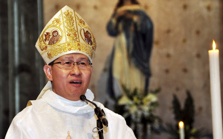 Archbishop Luis Tagle delivers his homily during his installation Mass inside the cathedral in Manila, Philippines, in December. (CNS/Manila Cathedral handout via Reuters/Noli Yamsuan)