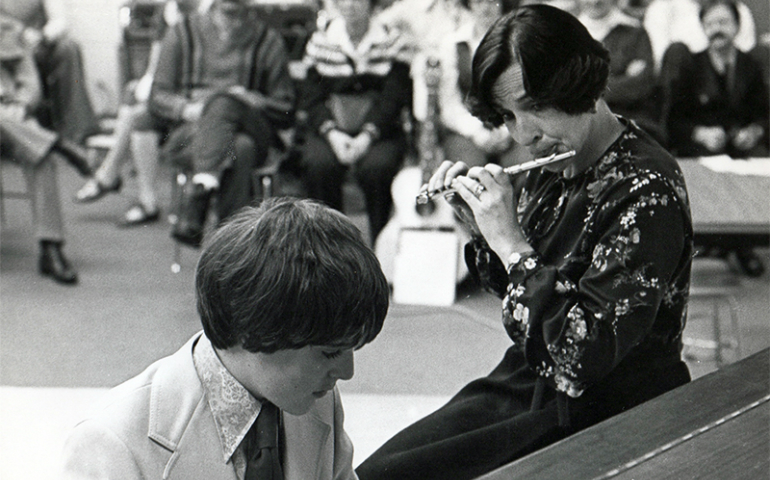 Stephen Edwards plays piano during a duet with his mother, Rosalie, during his youth. (Stephen Edwards)