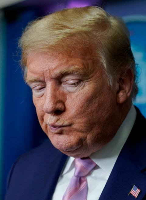 President Donald Trump reacts to a question during the daily coronavirus task force briefing at the White House in Washington April 4. (CNS/Reuters/Joshua Roberts)