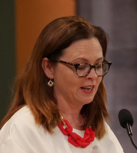 Tania Tetlow, president of Fordham University, delivered the June 16 keynote address at the Outreach conference.