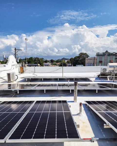 The new rooftop solar array at Nuestra Señora del Carmen in Cataño, Puerto Rico (Courtesy of Lissette A. Avilés-Ríos) 