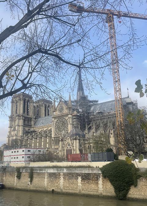 Notre Dame Cathedral as seen on Dec. 1 in Paris, still under construction ahead of its Dec. 8 inauguration Mass (NCR photo/Christopher White)