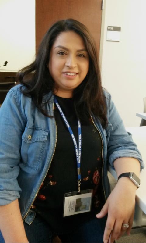 Claudia Avila Cosnahan, director of evangelization at the Cathedral of Our Lady of the Angel in Los Angeles, at the 2019 ACHTUS Colloquium in Dayton, Ohio (NCR photo/Maria Benevento)