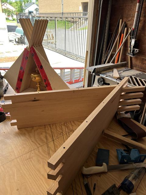 A handmade tabernacle built by Missionary Oblates of Mary Immaculate Fr. Mark Blom for Sacred Heart Catholic Church of the First Peoples in Edmonton, Alberta, where Pope Francis will visit on Jul 25 during his visit to Canada (Courtesy of Mark Blom)