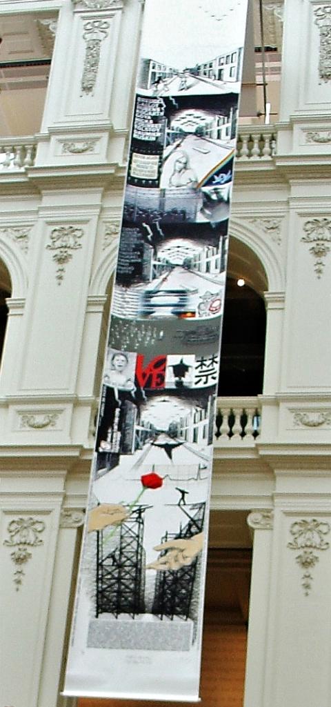 William Kelly's "Peace or War/The Big Picture" hangs in the La Trobe Reading Room at the State Library of Victoria in Melbourne, Australia. (Courtesy of William Kelly)