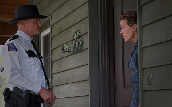 Woody Harrelson and Frances McDormand in the film "Three Billboards Outside Ebbing, Missouri." (Twentieth Century Fox/Merrick Morton)