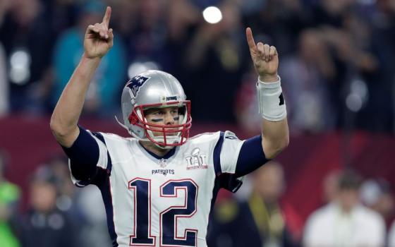 New England Patriots' Tom Brady reacts during the second half of the 2017 Super Bowl football game between the Patriots and the Atlanta Falcons in this file photo. (AP/Darron Cummings)