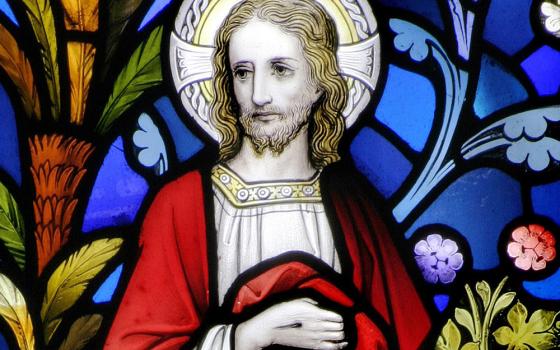 The risen Christ is portrayed in a window at St. Mary Cathedral in Killarney, Ireland. (CNS/Crosiers) 