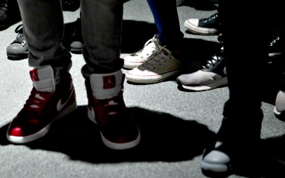 Young people stand during a daylong regional encuentro Oct. 28, 2017, at Herndon Middle School in Herndon, Virginia. (CNS/Tyler Orsburn)