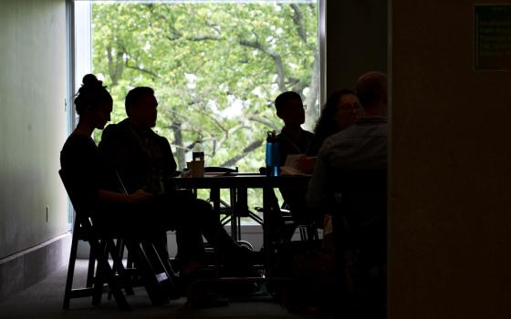 Catholic leaders are seen in a breakout session May 16 during the National Young Adult Ministry Summit at the St. John Paul II National Shrine in Washington. (CNS/Tyler Orsburn)