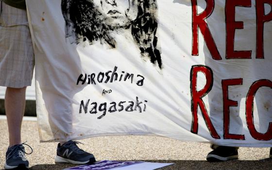 Peace activists hold a Catholic prayer service of repentance near the White House Aug. 9, 2018, for the use of nuclear weapons on Japan during World War II. (CNS/Tyler Orsburn)