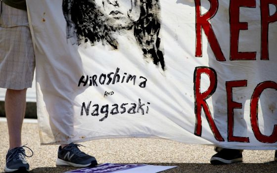 Peace activists hold a Catholic prayer service of repentance near the White House Aug. 9, 2018, for the use of nuclear weapons on Japan during World War II. (CNS/Tyler Orsburn)