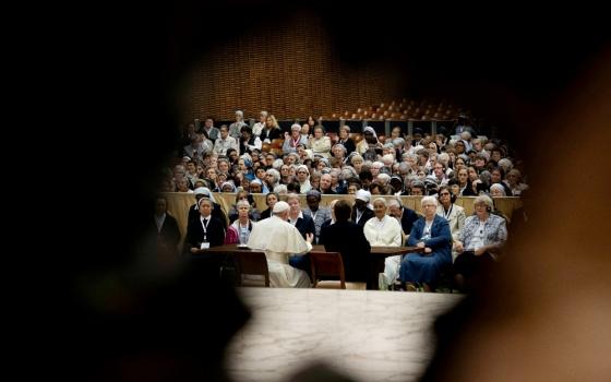 Pope Francis meets with 850 superiors general May 10, 2019, at the Vatican, who were in Rome for the plenary assembly of the International Union of Superiors General. The organization represents more than 450,000 sisters in more than 100 countries. (CNS)