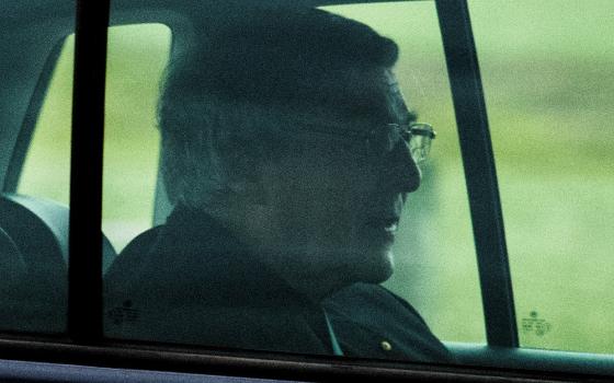 Cardinal George Pell is seen in a car after being released from Barwon prison in Geelong, Australia, April 7. (CNS/AAP Image via Reuters/James Ross)