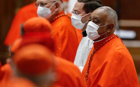 Cardinal Wilton Gregory of Washington wears a protective mask as he attends a consistory led by Pope Francis in St. Peter's Basilica Nov. 28 at the Vatican. Gregory was among 13 new cardinals created by the pope. (CNS/Fabio Frustaci, Reuters pool)