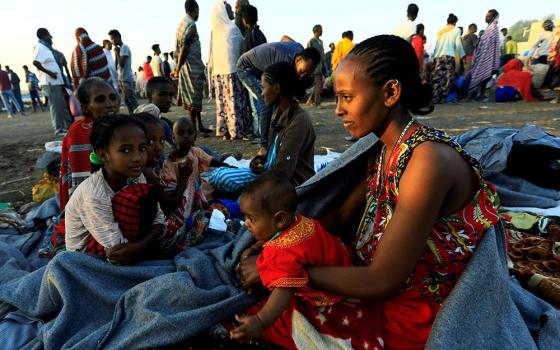 Ethiopian women who fled the ongoing fighting in the Tigray region of Ethiopia are seen in Sudan Nov. 22, 2020. (CNS/Reuters/Mohamed Nureldin Abdallah)