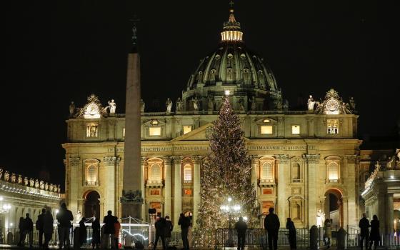 Outside of St. Peter's with Christmas tree