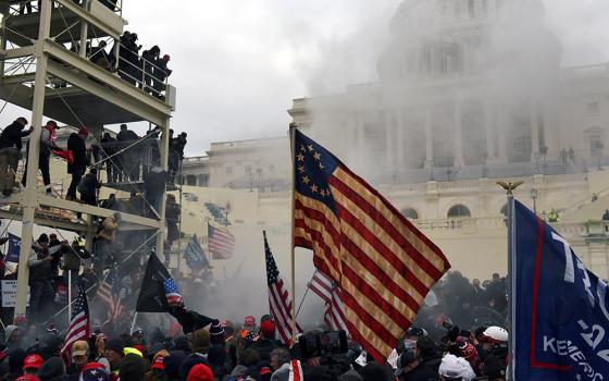 Supporters of President Donald Trump gather in front of the U.S. Capitol Jan. 6, 2021, in Washington. (CNS/Reuters/Stephanie Keith)