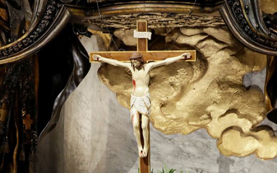 Pope Francis gives the homily as he celebrates Holy Thursday chrism Mass in St. Peter's Basilica at the Vatican April 1, 2021. (CNS/Andrew Medichini, Reuters pool)