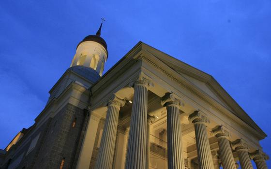 An evening view of the Basilica of the National Shrine of the Assumption of the Blessed Virgin Mary in Baltimore (CNS/Nancy Wiechec)