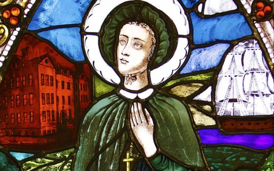 St. Elizabeth Ann Seton is depicted in a stained-glass window at the Basilica of St. Patrick's Old Cathedral in New York City. (CNS/Gregory A. Shemitz)