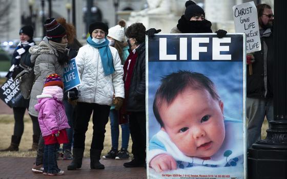 March for Life participants demonstrate near Union Station in Washington, D.C., Jan. 29, 2021. (CNS/Tyler Orsburn)