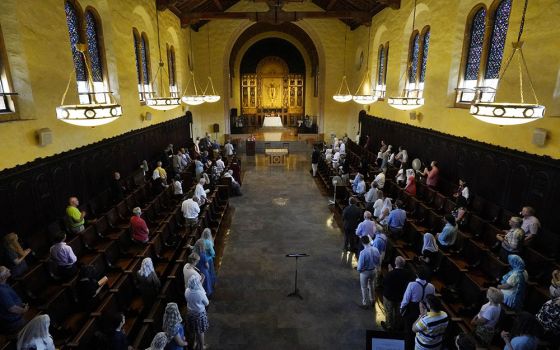 Worshippers attend a traditional Latin Mass July 1 at Immaculate Conception Seminary in Huntington, New York. (CNS/Gregory A. Shemitz)