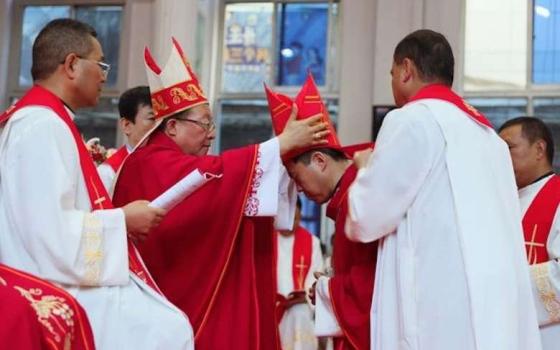 ather Anthony Li Hui, center right, is ordained as coadjutor bishop in the cathedral of the Diocese of Pingliang, China, July 28, 2021. He became the fifth Chinese bishop appointed under the terms of a Vatican-China agreement signed in 2018 and renewed in