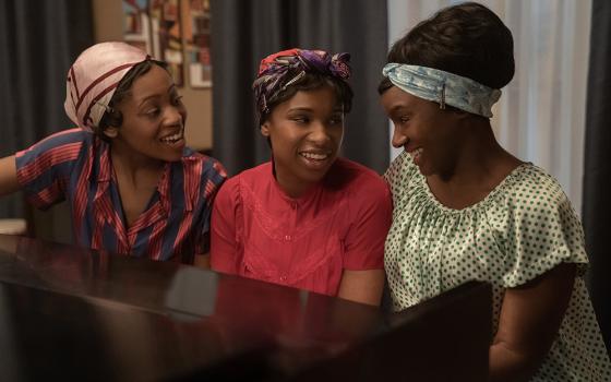 Hailey Kilgore, Jennifer Hudson and Saycon Sengbloh star in a scene from the movie "Respect." (CNS/Metro Goldwyn Mayer Pictures/Quantrell D. Colbert)