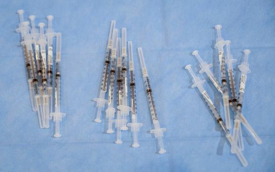 Syringes filled with doses of Pfizer's COVID-19 vaccine are seen in this illustration photo. (CNS/Reuters/Brendan McDermid)