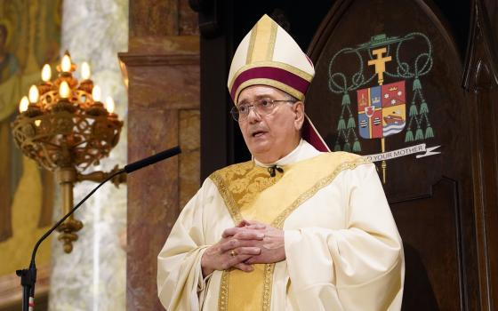 Bishop Nicholas DiMarzio of Brooklyn, N.Y., speaks during a Mass at the Co-Cathedral in Brooklyn June 5, 2021, during which he ordained four men to the priesthood. (CNS photo/Gregory A. Shemitz)