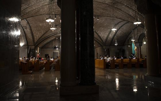 People attend Mass in the Crypt Church at the Basilica of the National Shrine of the Immaculate Conception in Washington Sept. 16. (CNS/Tyler Orsburn)