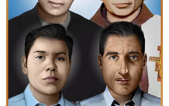 Official portraits of four Salvadorans set for beatification in San Salvador Jan. 22, 2022 (CNS illustration/Beatification Office of the Archdiocese of San Salvador)