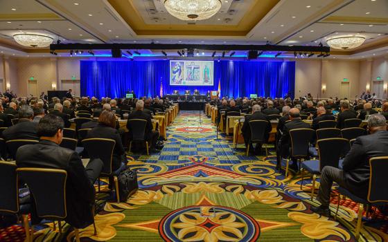 Attendees take part in morning prayer Nov. 13, 2018, before a session of the U.S. Conference of Catholic Bishops' fall general assembly in Baltimore. (CNS/Reuters/Theresa Keil)