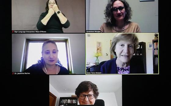 Pictured from the bottom, clockwise, Sister Helen Prejean, a Sister of St. Joseph of Medaille, and longtime advocate against the death penalty; Jeannine Marino, the archdiocese's secretary for pastoral ministry and social concerns; Mary O'Meara, sign lang