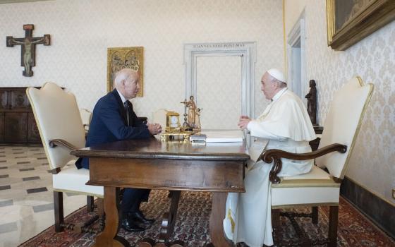 U.S. President Joe Biden meets with Pope Francis Oct. 29 at the Vatican. (CNS/Vatican Media)