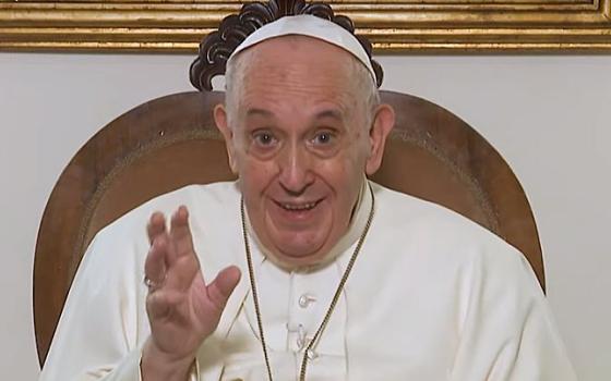 Pope Francis in a Nov. 3, 2021 a video message  (CNS screenshot/Vatican Media)