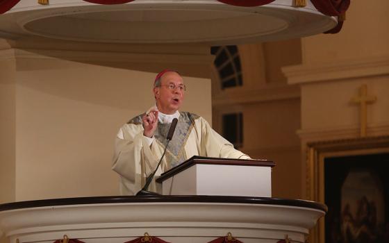 Archbishop William Lori delivers the homily during Mass Nov. 15 at the Basilica of the National Shrine of the Assumption of the Blessed Virgin Mary in Baltimore during the fall general assembly of the U.S. Conference of Catholic Bishops. (CNS/Bob Roller)