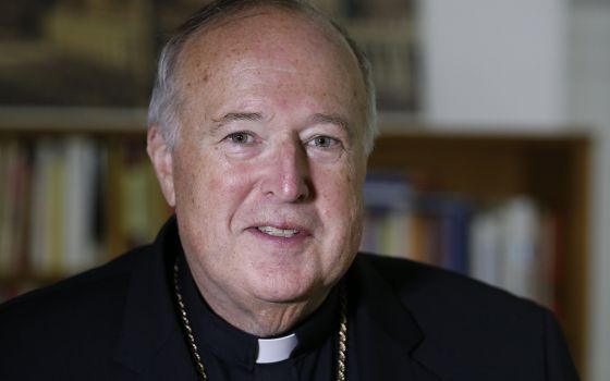 Bishop Robert W. McElroy of San Diego is pictured after an interview with Catholic News Service in Rome Oct. 27, 2019. (CNS photo/Paul Haring)