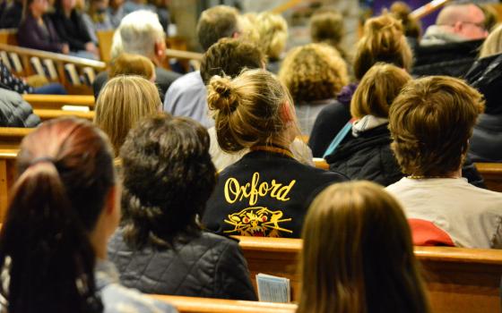 Oxford High School students and staff attend Mass Nov. 30, 2021, at St. Joseph Church in Lake Orion, Mich. (CNS photo/Michael Stechschulte, Detroit Catholic)