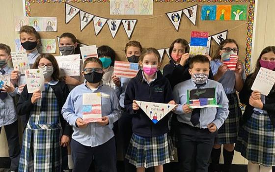 Students at All Saints Catholic School in Bangor, Maine, Nov. 11, 2021.  (CNS photo/courtesy Diocese of Portland)