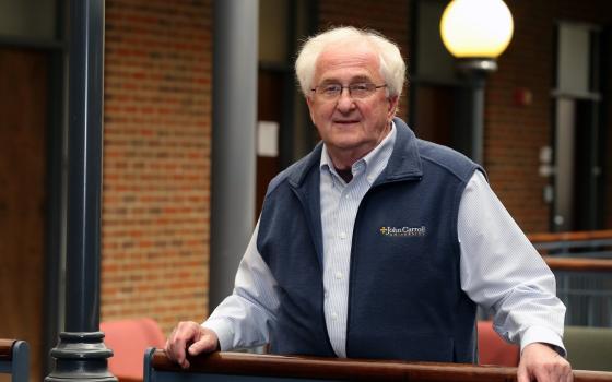 Author and lecturer Father Donald Cozzens is shown on the campus of John Carroll University in suburban Cleveland May 12, 2015. (CNS photo/William Rieter)